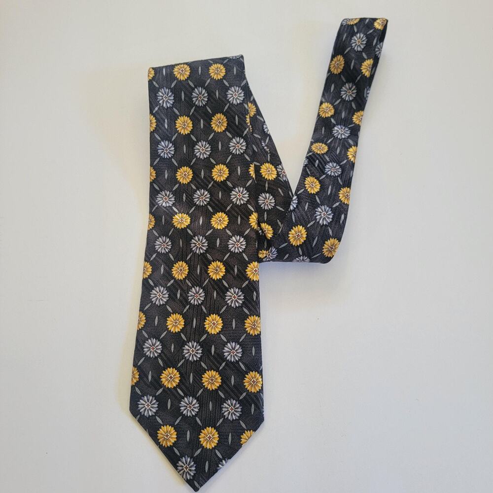 Robert Talbott Nordstrom Neck Tie Mens One Size Black Silk Floral Made USA Print